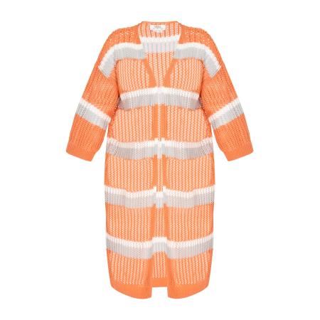 Usha usha FESTIVAL Gebreid vest Fashion Look grijs / oranje / wit