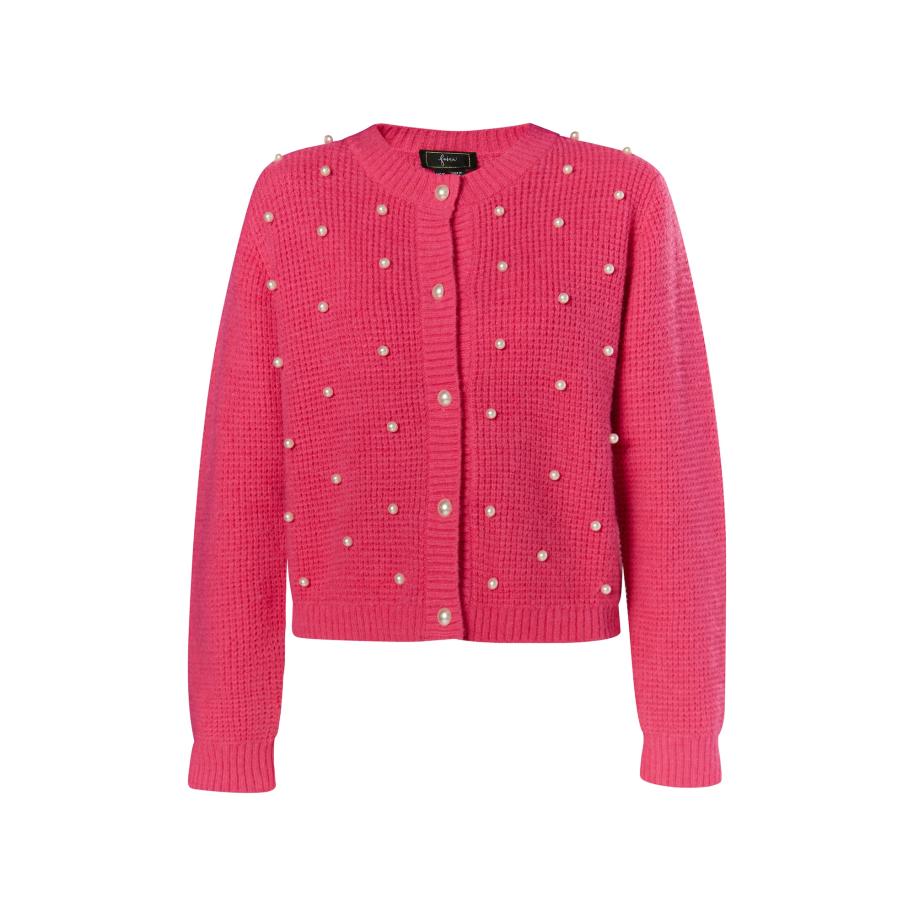 Faina faina Gebreid vest pink / parelwit -