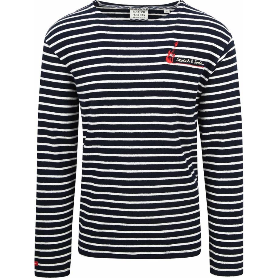 Scotch and Soda Pullover Bandana Donkerblauw Gestreept Blauw