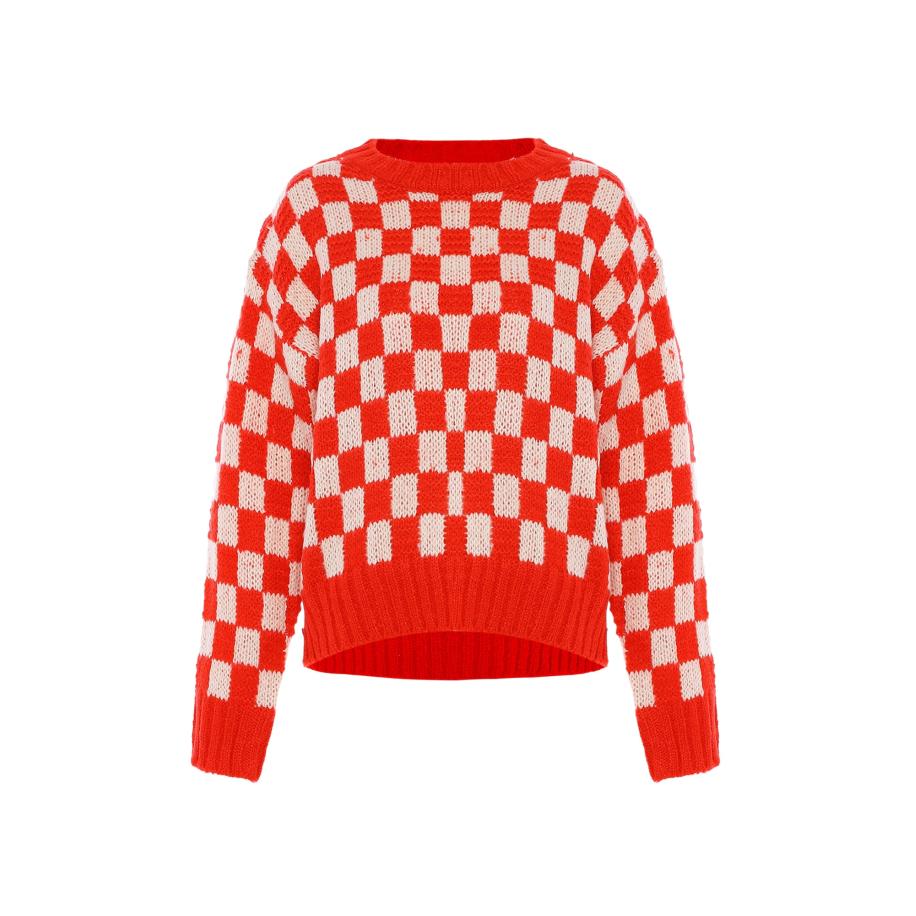 Sookie Sookie Trui vuurrood / wit -