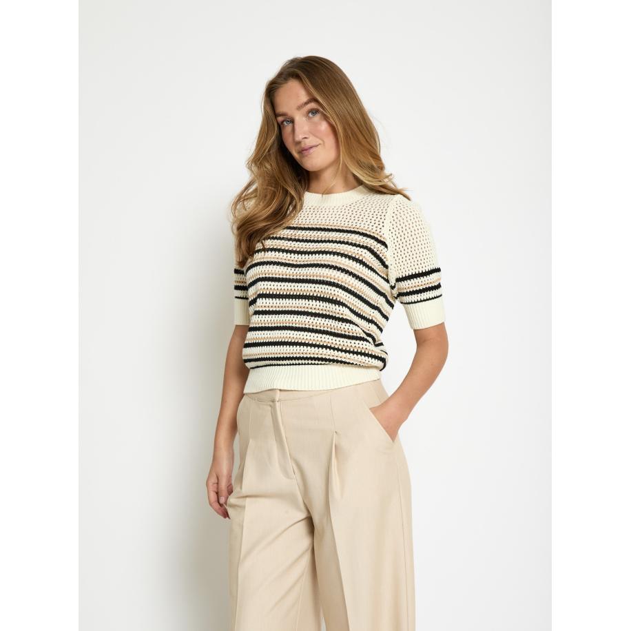 Minus minus Trui Kenzana beige / zwart / wit -