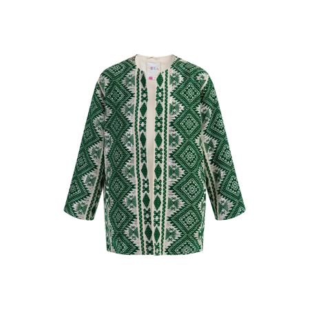 IZIA IZIA Gebreid vest crème / groen