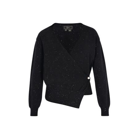 Faina faina Gebreid vest zwart / transparant