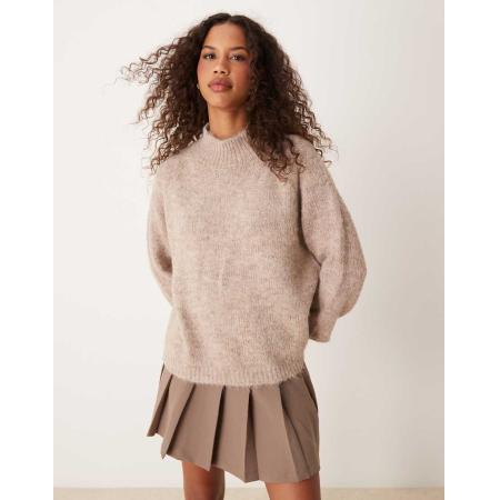 JDY Hoogsluitende gebreide trui in crème-Wit