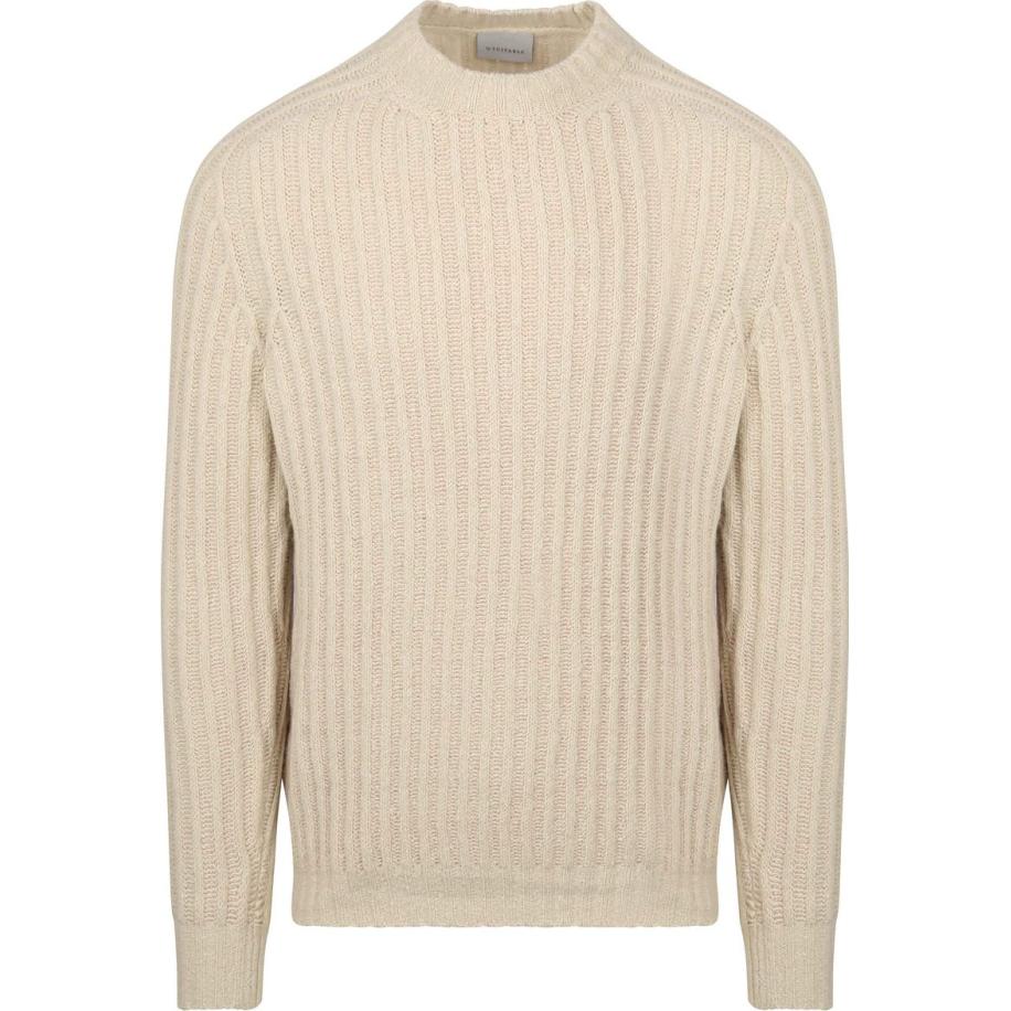 Suitable Pullover Boiled Wool Ecru Bruin
