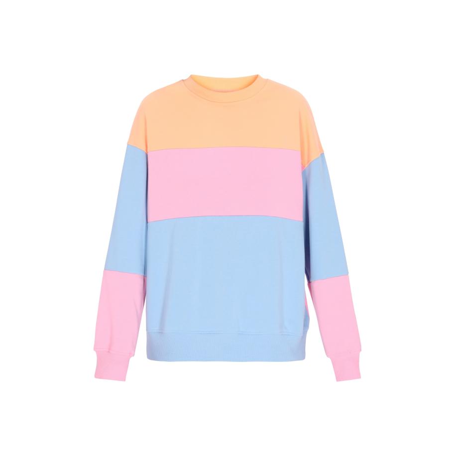 Swirly swirly Sweatshirt Back To School lichtblauw / pasteloranje / rosa -