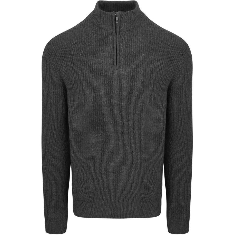Steppin' Out Half Zip Trui Lamswol Antraciet Grijs