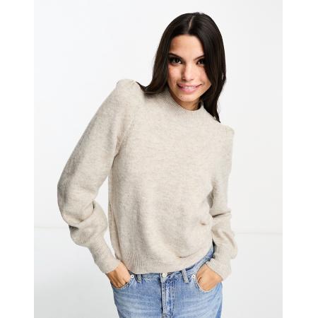 JDY Trui met pofmouwen in stone-Grijs