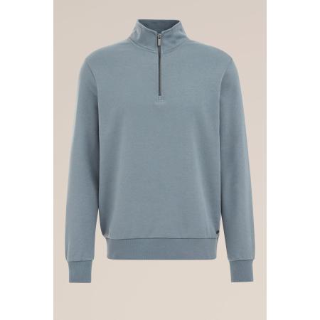 WE Fashion Heren sweater met rits - Regular fit - Grijsblauw - Katoen - Maat: XS
