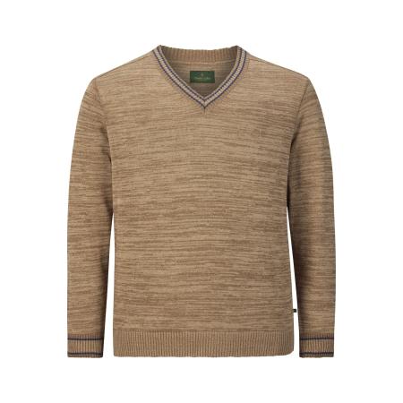 Charles Colby Gebreide trui V-halslichtbruin, Melange