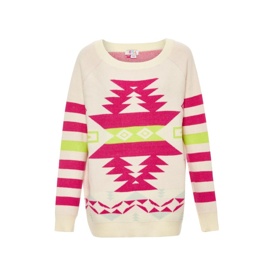 ebeeza ebeeza Trui lichtgroen / pink / wolwit -