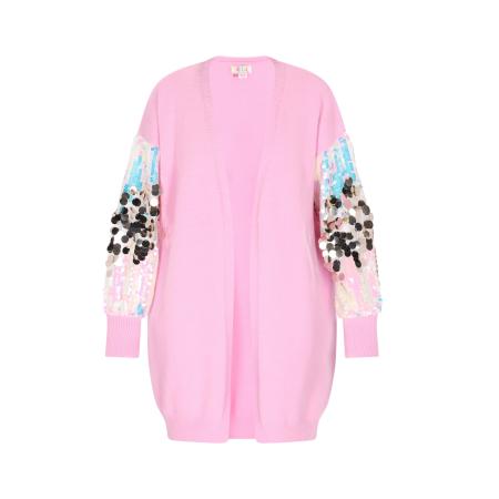 IZIA IZIA Gebreid vest lichtblauw / rosa / oudroze / zilver