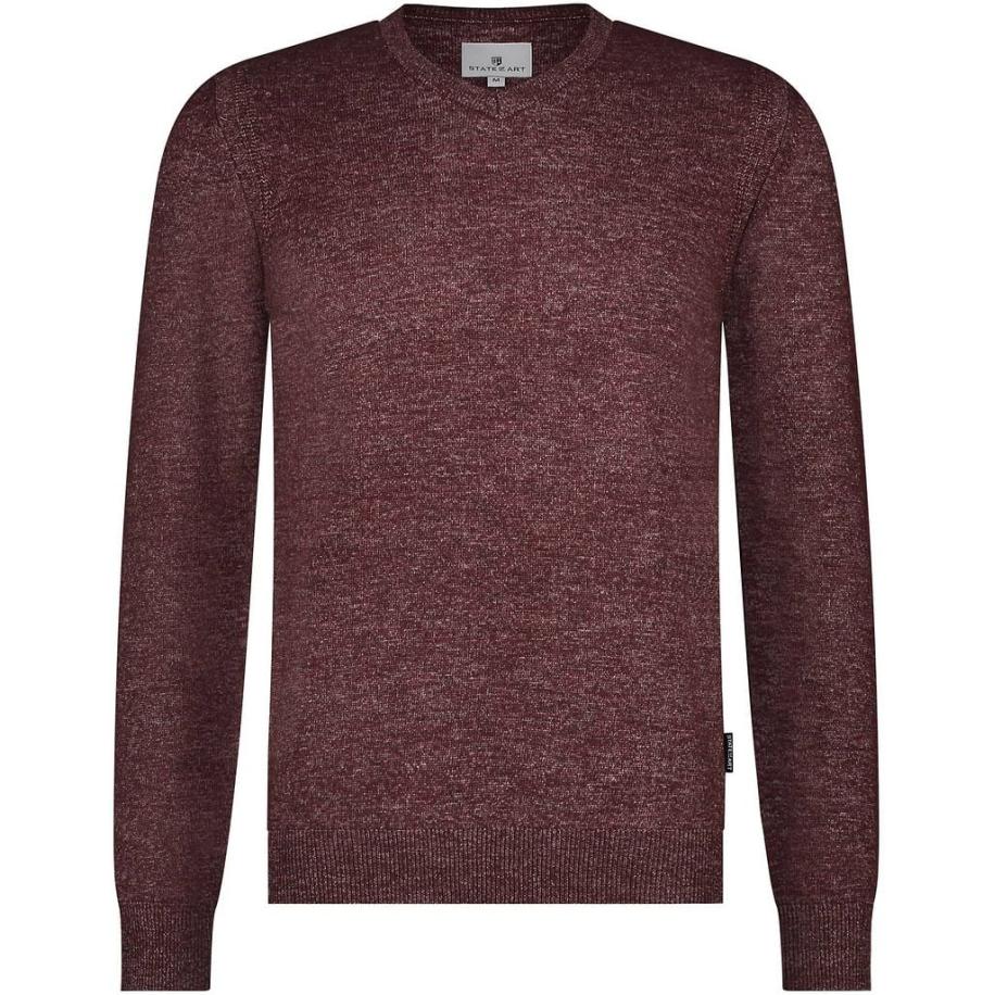 State Of Art Trui V-Hals Melange Bordeaux Rood
