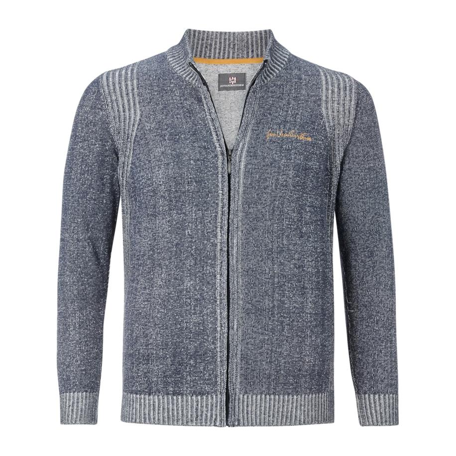 jan vanderstorm Jan Vanderstorm Gebreid vest Ingraban marine / lichtgrijs / lichtoranje / wit -