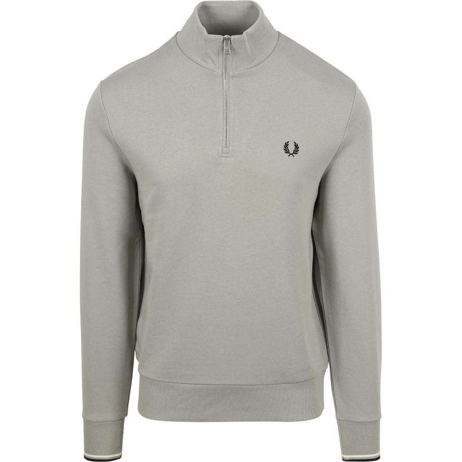 Fred Perry Half Zip Trui Limestone Grijs Grijs