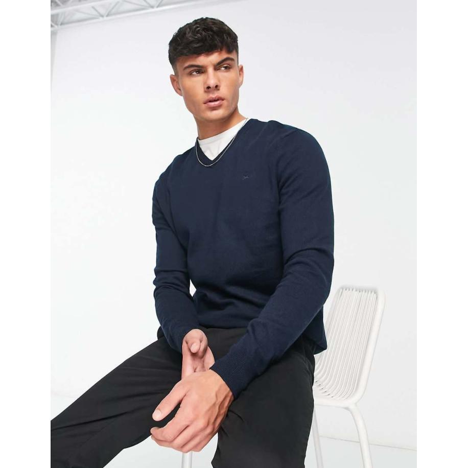 Scalpers - Trui met V-hals in marineblauw Blauw