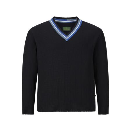 Charles Colby Gebreide trui V-halsdonkerblauw, Effen