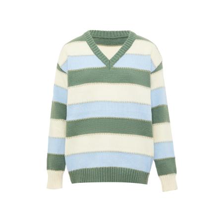 Jalene Jalene Trui lichtblauw / donkergroen / natuurwit