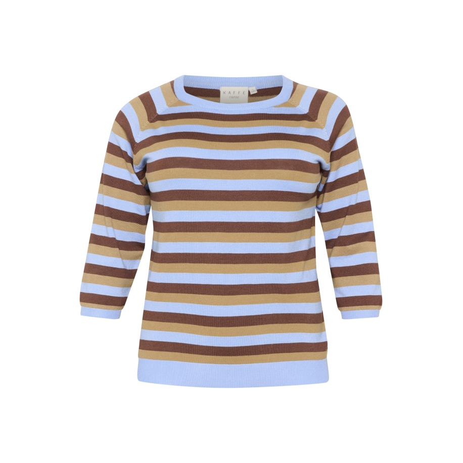 KAFFE CURVE Trui Tilda beige / hemelsblauw / bruin Blauw