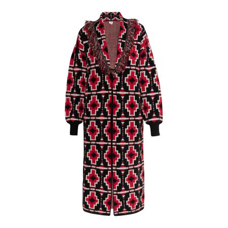 IZIA IZIA Gebreide mantel rood / zwart / wit