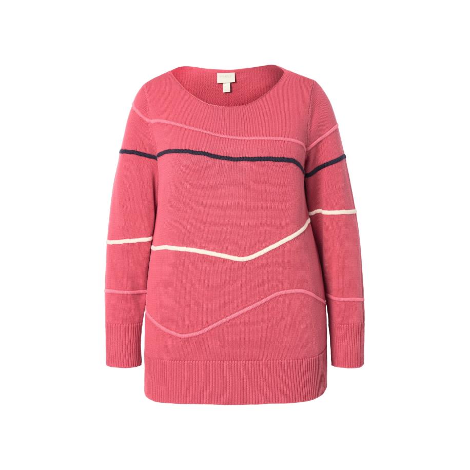 Ulla Popken Ulla Popken Trui framboos / zwart / wit -