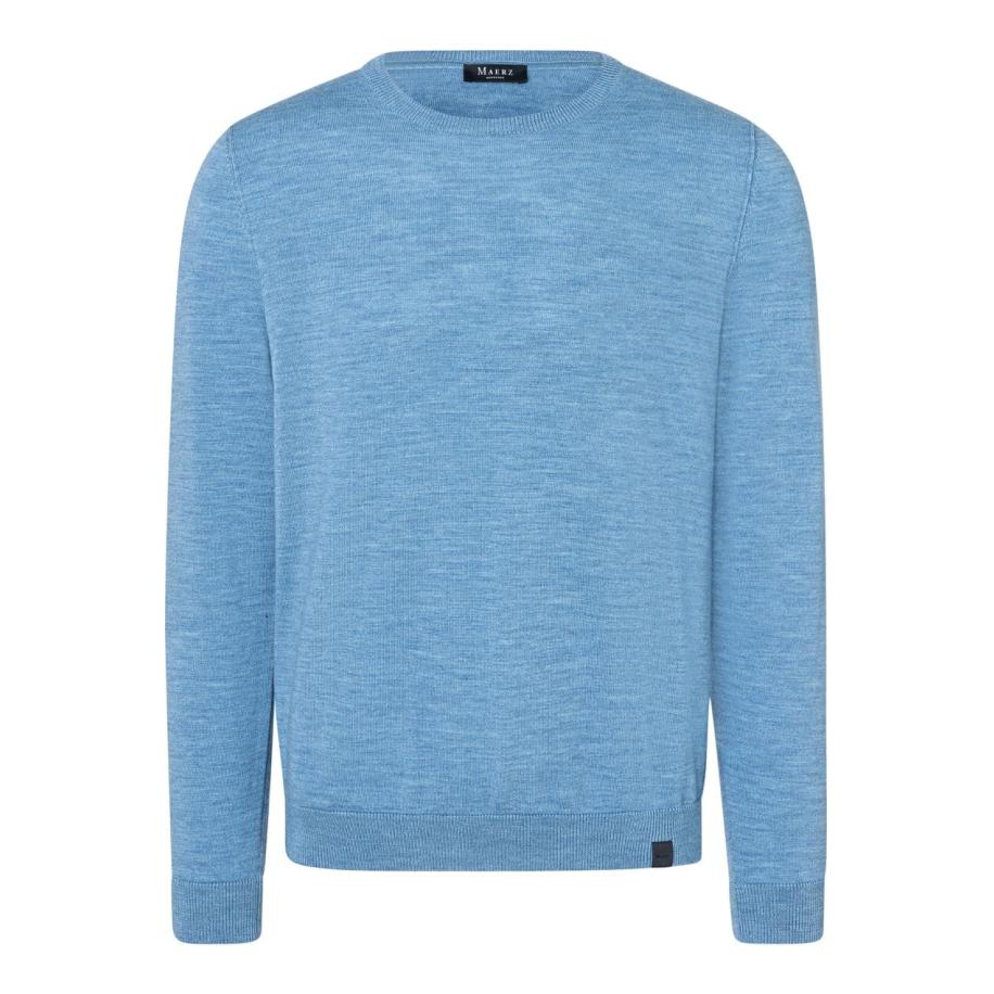 MAERZ Trui ronde hals, Effen Blauw