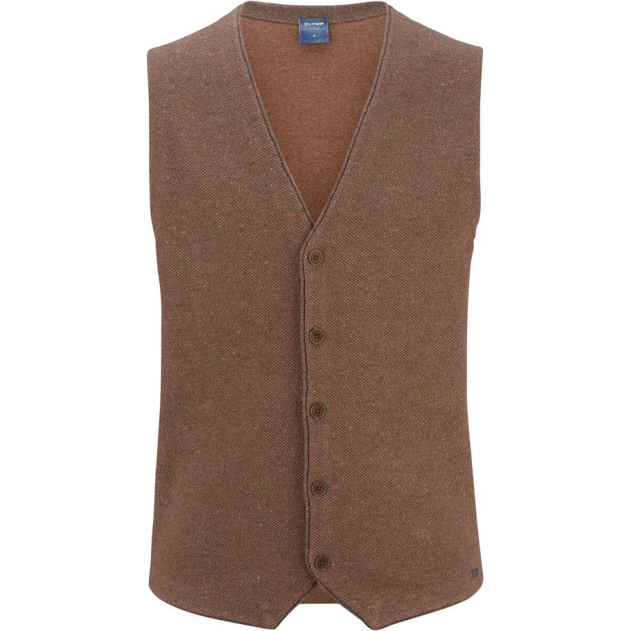 OLYMP Casual Trui ronde hals bruin, Effen Bruin