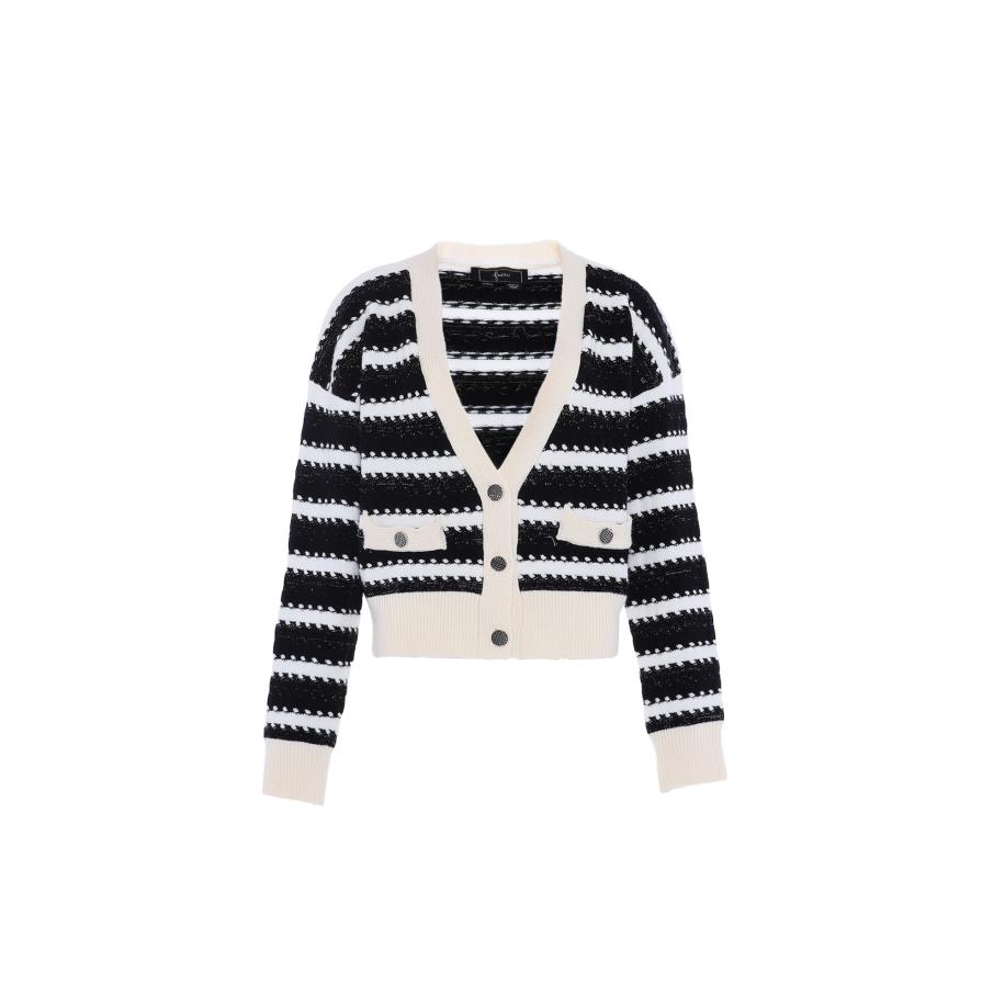 Faina faina Gebreid vest zwart / wit -