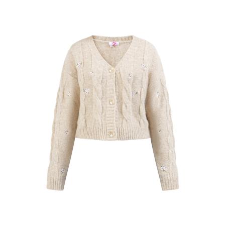 MYMO MYMO Gebreid vest Blonda beige gemêleerd / groen / rood / wit