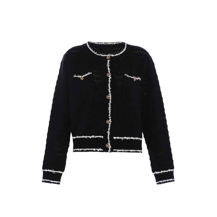 Faina faina Gebreid vest zwart / wolwit -