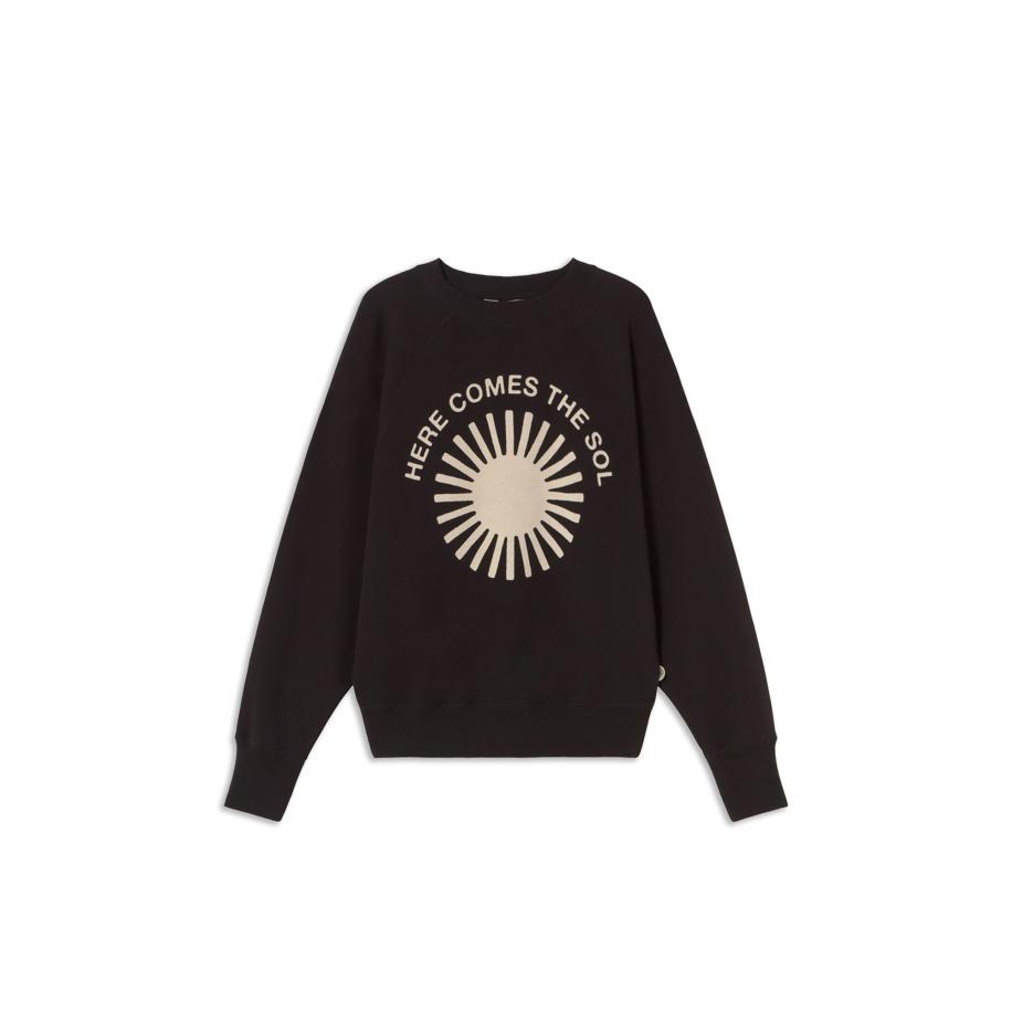 thinking mu Thinking MU Sweatshirt Sol beige / zwart -