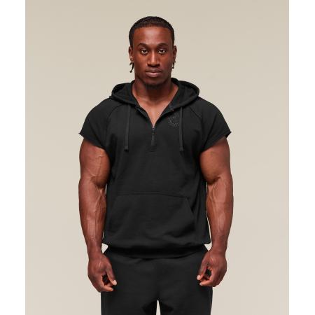 Gymshark Legacy 1/4 Zip Cap Sleeve Hoodie Black