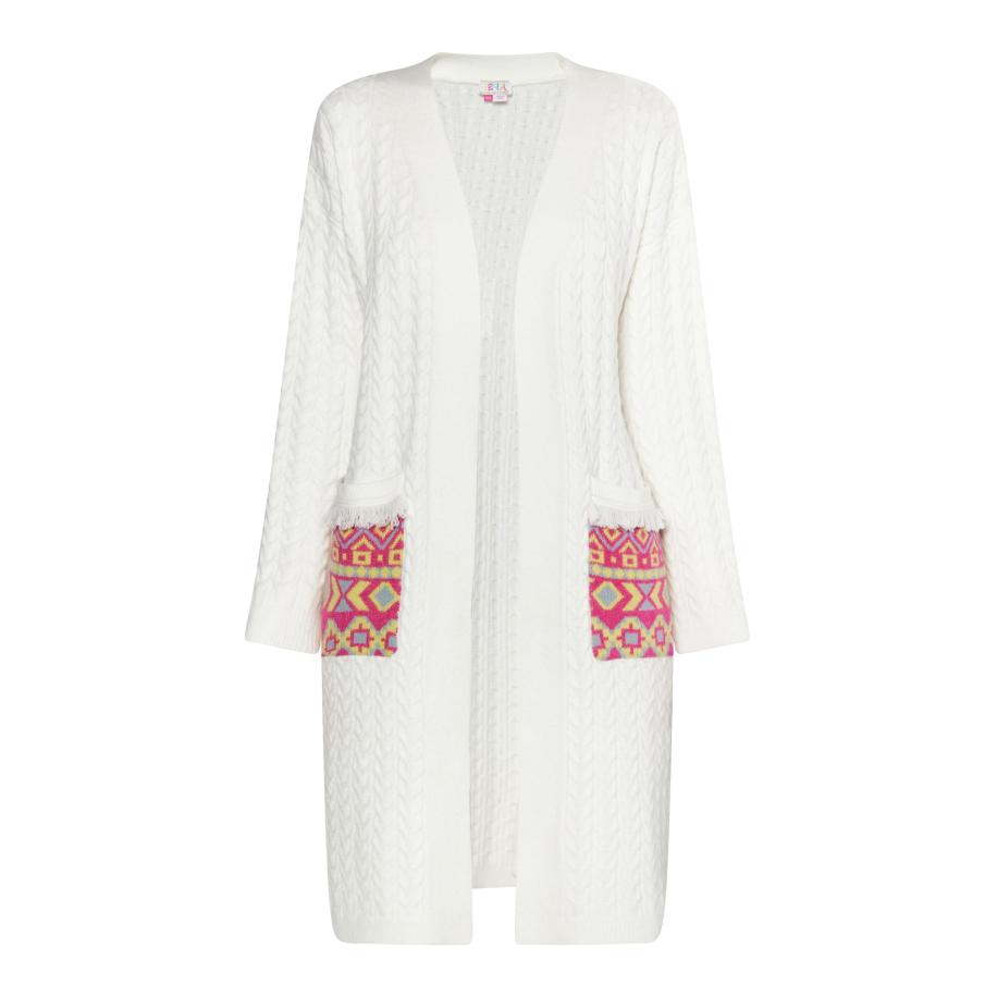 IZIA IZIA Gebreid vest groen / rood / wit -