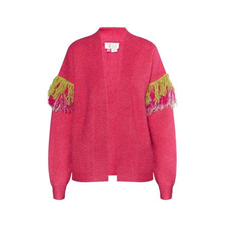 IZIA IZIA Gebreid vest Hoona lichtgrijs / limoen / magenta