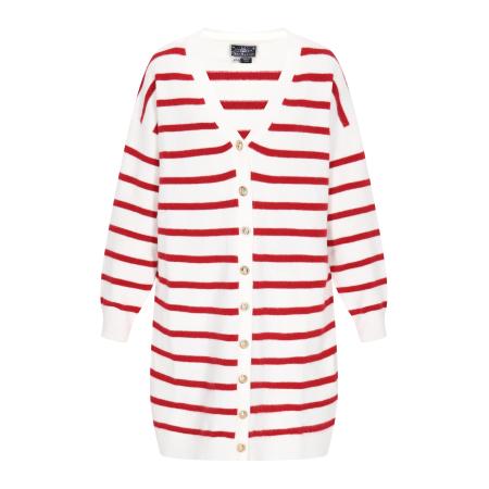 DreiMaster DreiMaster Maritim Gebreid vest robijnrood / wit