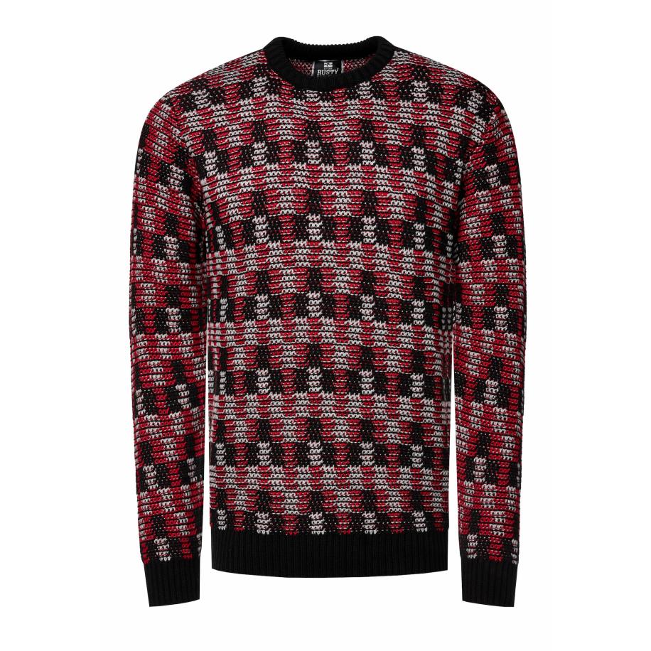 Rusty Neal Rusty Neal Trui lichtgrijs / cranberry / zwart -