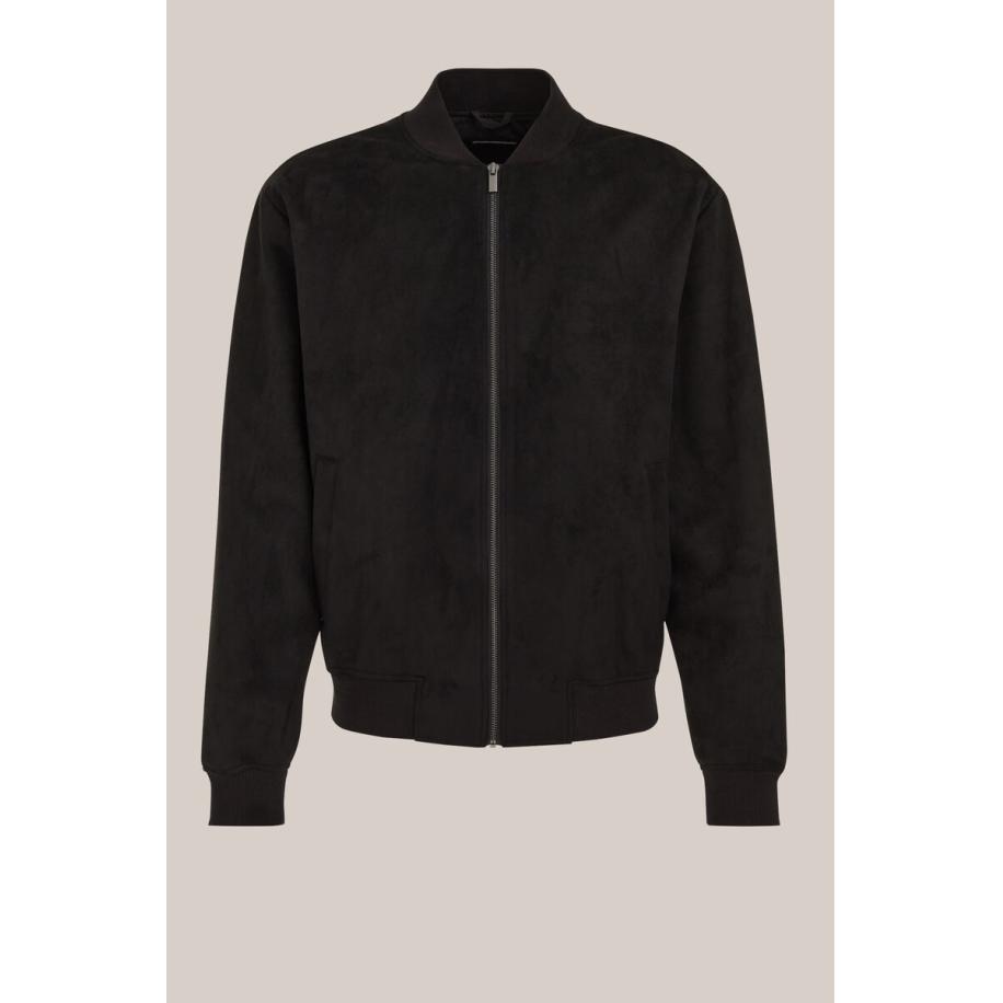 WE Fashion Heren regular fit bomberjack met suède look - Regular fit - Zwart - Maat: XS Zwart