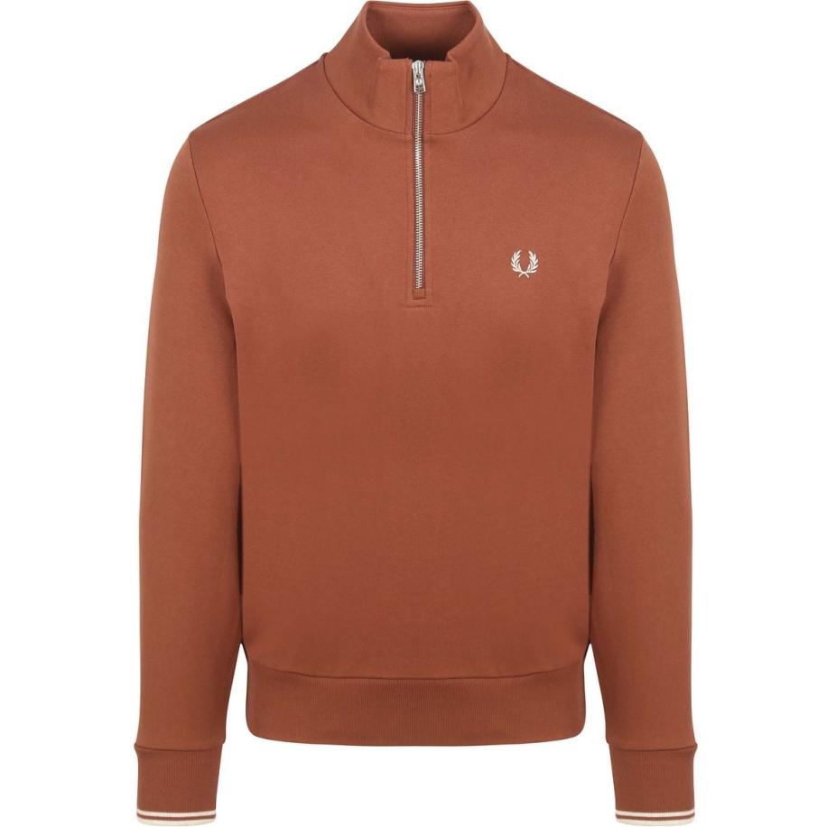 Fred Perry Half Zip Trui Whisky Bruin Bruin