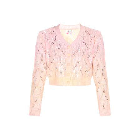 IZIA IZIA Gebreid vest Fashion Look pasteloranje / rosa / zilver