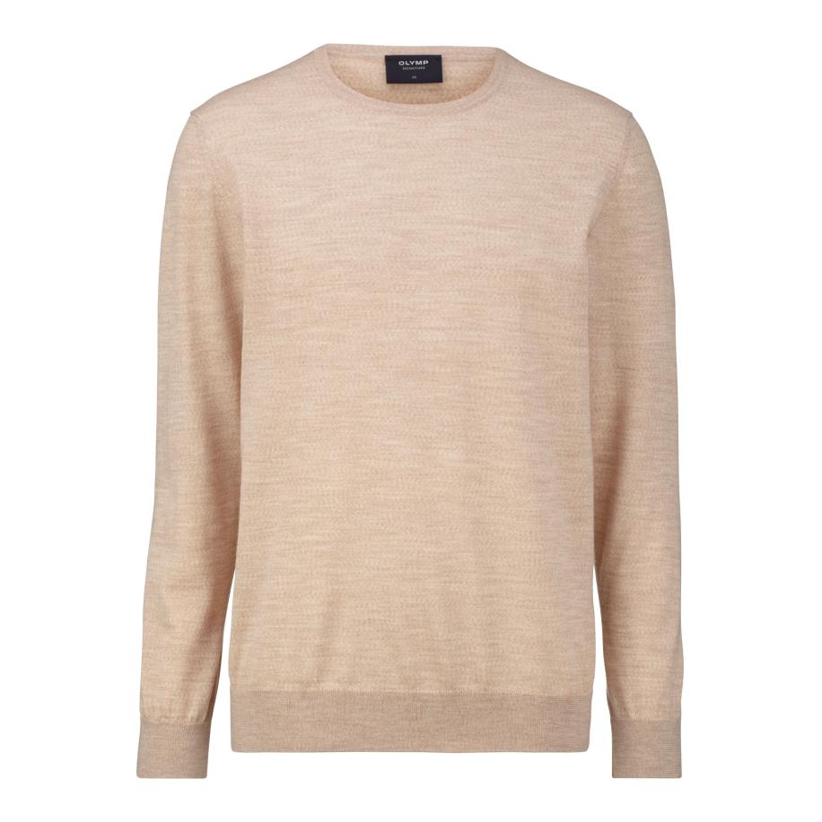 OLYMP SIGNATURE Soft Business Trui ronde hals natuurlijk, Effen Bruin