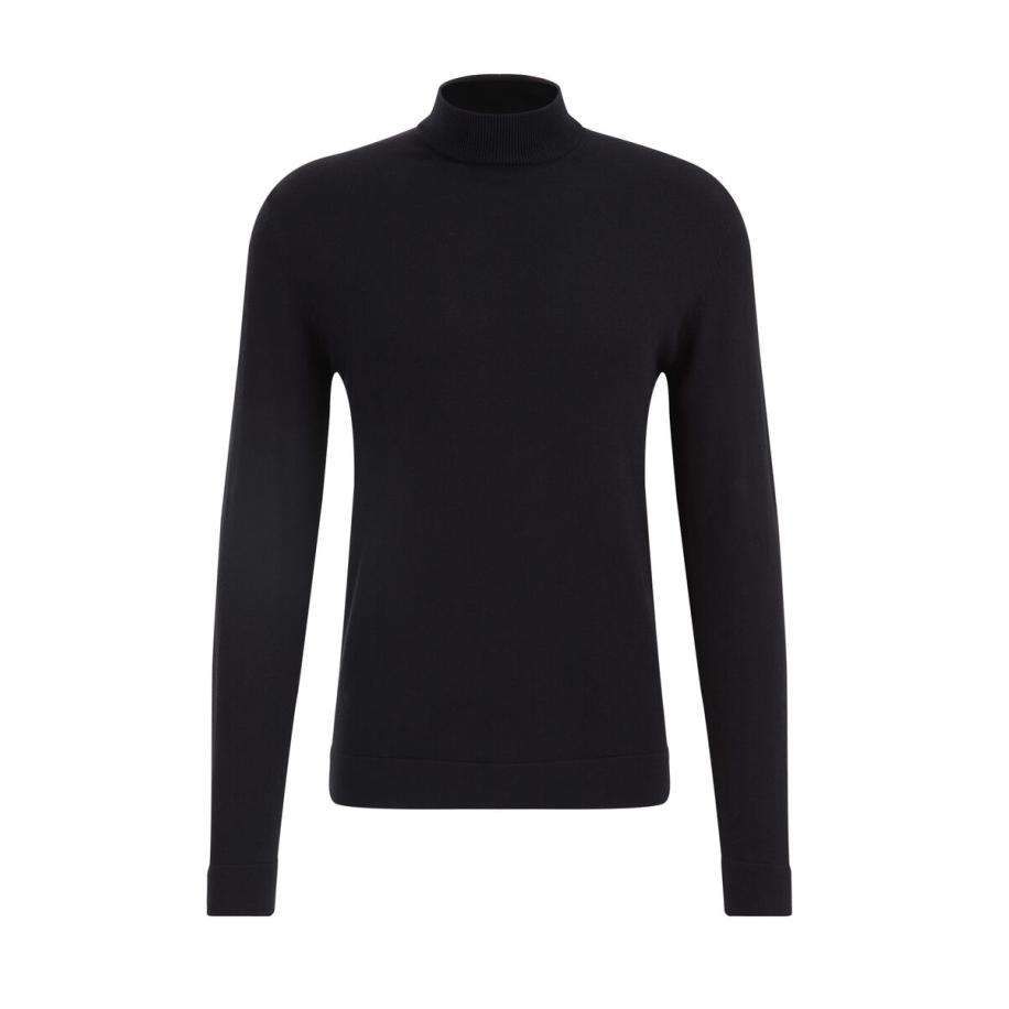 Fundamentals heren Slim fit fijngebreide trui - Slim Fit - Zwart - Katoen - Maat: M Zwart