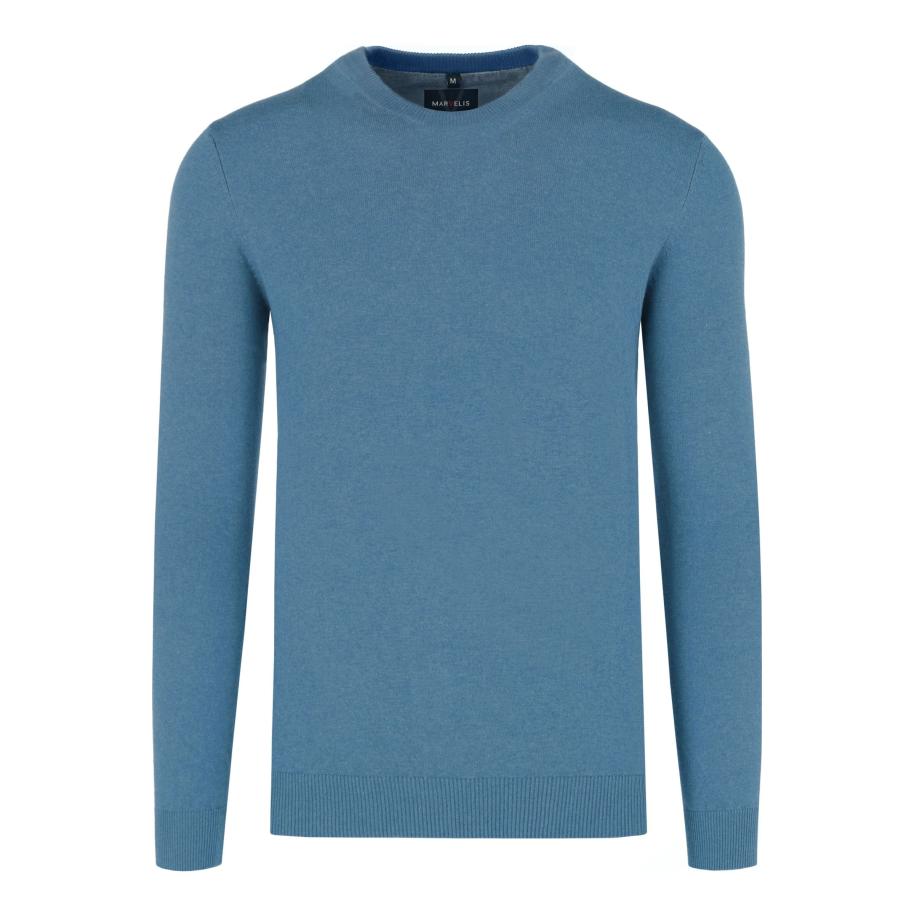 Marvelis Casual Trui ronde hals ozon, Effen Blauw