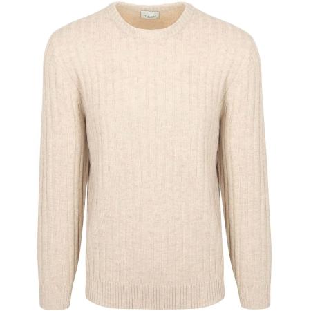 Profuomo Pullover Rib Wol Blend Sand