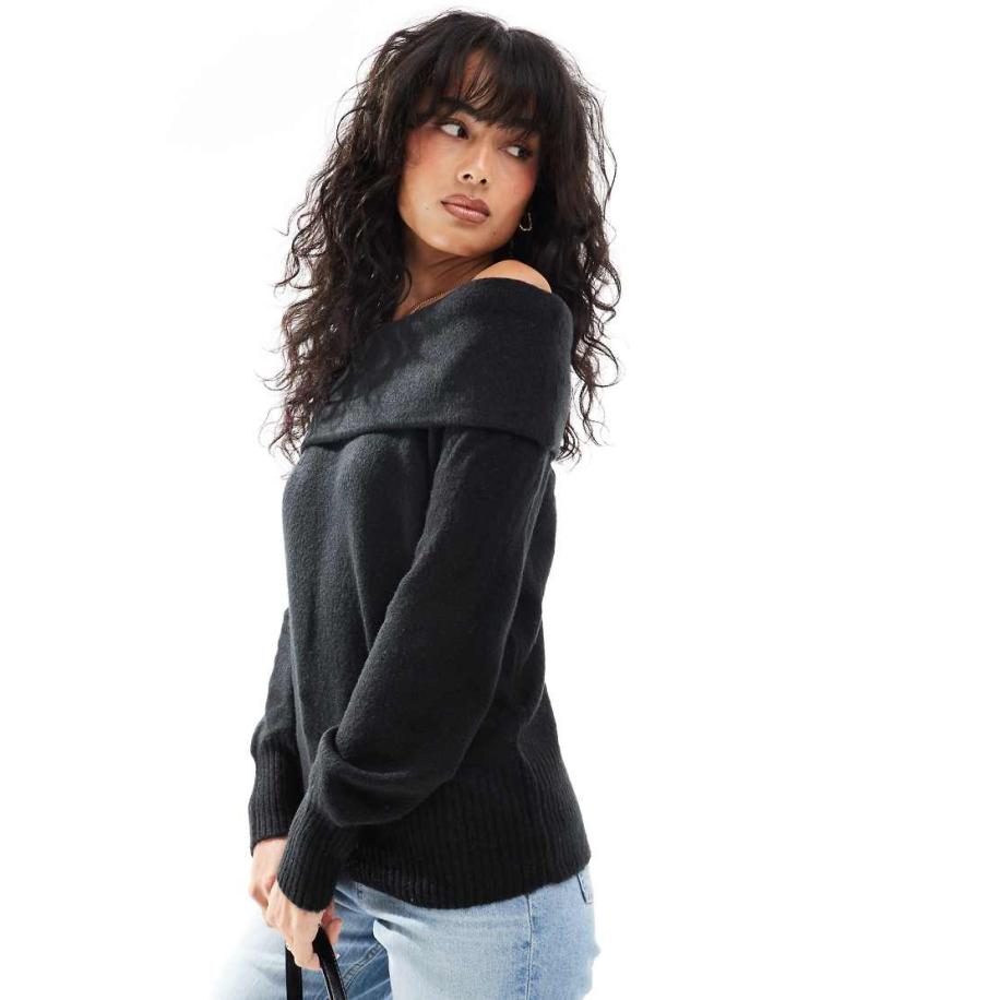 Threadbare Trui met blote schouders in zwart Zwart