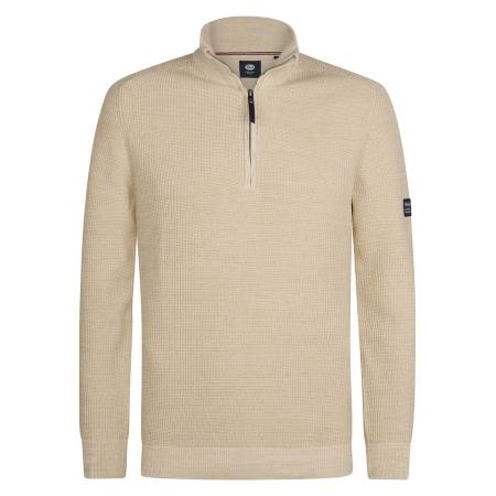 Petrol Knitted Half-Zip Sweater Nashville Beige