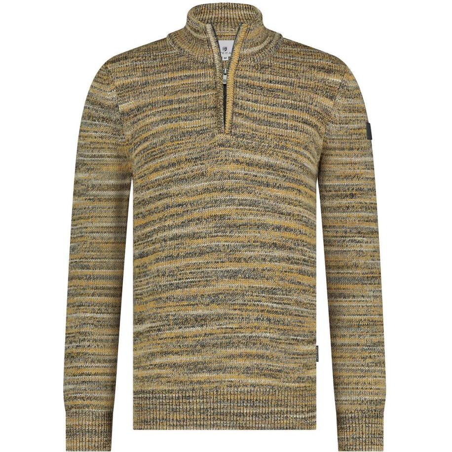 State Of Art Half Zip Trui Melange Geel Geel