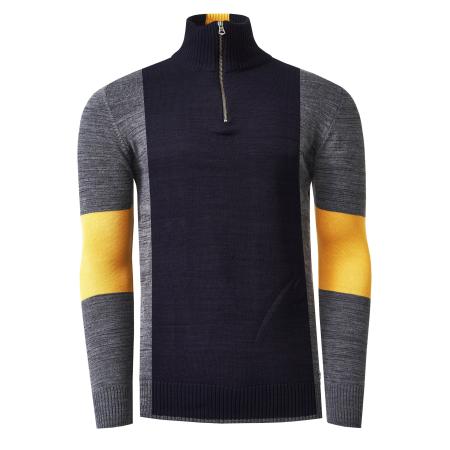Rusty Neal Rusty Neal Trui marine / geel / grijs gemêleerd
