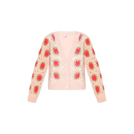 IZIA IZIA Gebreid vest crème / nude / lichtgroen / rood