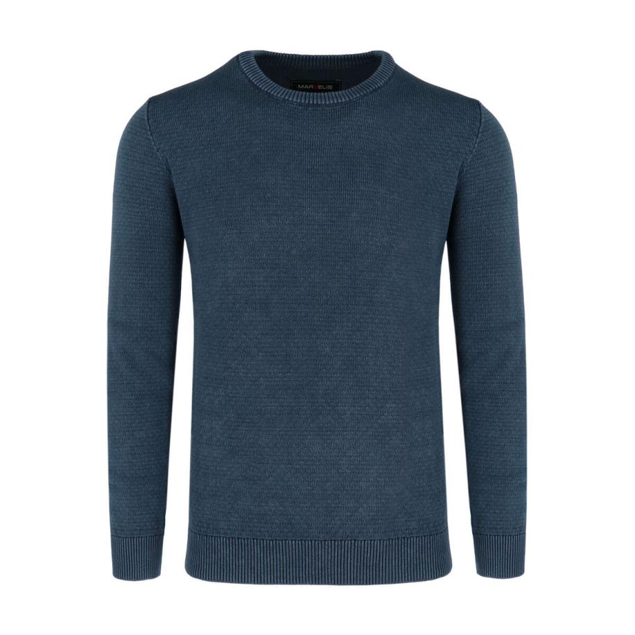 Marvelis Casual Trui ronde hals kobalt, Effen Blauw