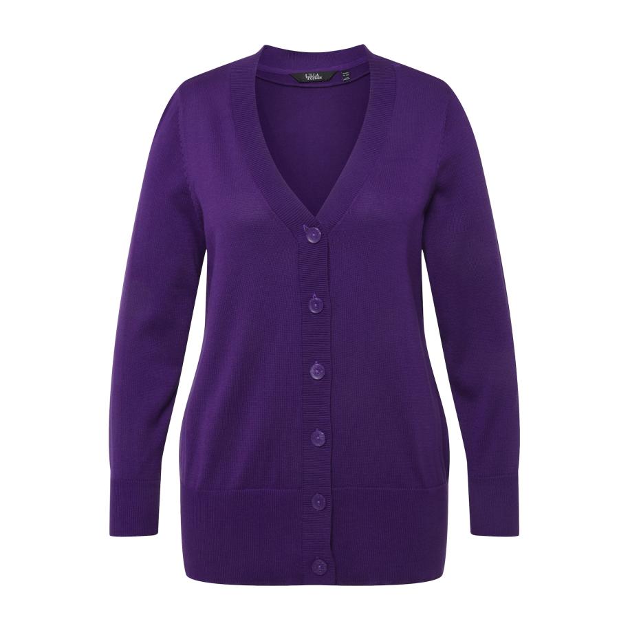 Ulla Popken Ulla Popken Gebreid vest pruim -